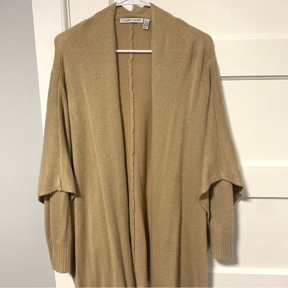 Open Front Poncho Cardigan Sweater, Size S, Color Tan - Picture 9 of 10